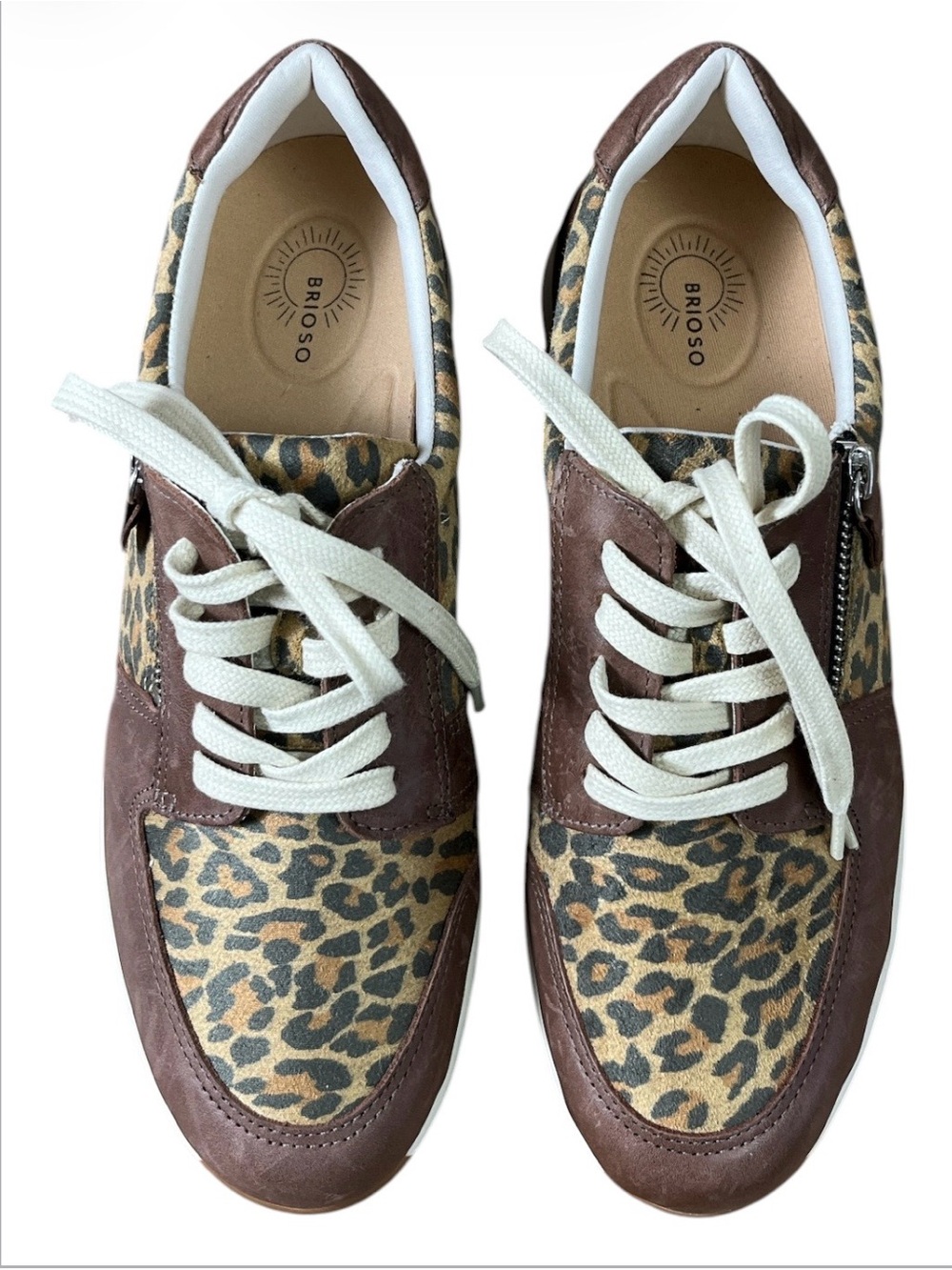 Brioso Mimi Leopard Suede Side Zip Sneakers NWT Women's Size 9M